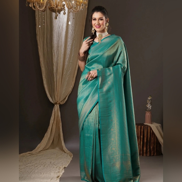 Salwar Kameez Other - New Brocade Kanjivaram Semi Silk Saree For Woman Kanjivaram Saree Zari +…